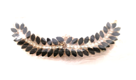 NIP Fashion Jewelry Statement Necklace Black Acrylic Beads Gold Tone Chain - £14.86 GBP