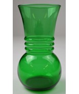 Vitnage Anchor Hocking Glass Forest Green Pattern Flower Vase 6.375&quot; Tal... - £9.86 GBP