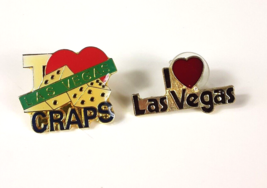 Craps Las Vegas Gambling Pins Lot Lapel Hat Tac Dice Enamel VTG NOS Hear... - £5.40 GBP