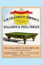 The H.W. Collender Company&#39;s World Renown Billiard &amp; Pool Tables - £15.76 GBP