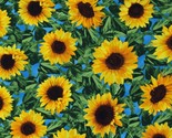 Cotton Large Leafy Sunflowers Floral Spring Fabric Print by the Yard D69... - £10.38 GBP