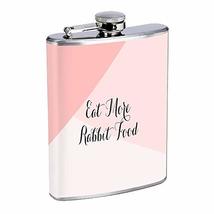 Eat Rabbit Food Hip Flask Stainless Steel 8 Oz Silver Drinking Whiskey Spirits E - £7.93 GBP