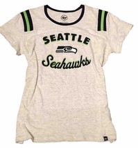 Seattle Seahawks NFL womens Large L Ringer Tee T-shirt Gray Jersey Stripe NEW - £11.74 GBP