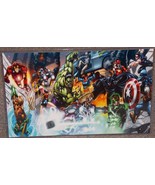 Marvel Avengers vs DC Justice League Glossy Print 11 x 17 In Hard Plasti... - £19.51 GBP