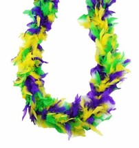 Purple Green Yellow Mardi Gras Colors 45 Gm 6 ft Chandelle Feather Boa - £5.27 GBP