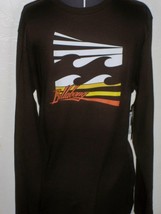 Guys Billabong Mens Tri Waves Logo Brown Thermal L/S Shirt New - $22.99