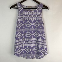 Everly Womens Shirt Size Small S Purple Geometric Sleeveless Cut Outs Top  - £10.89 GBP