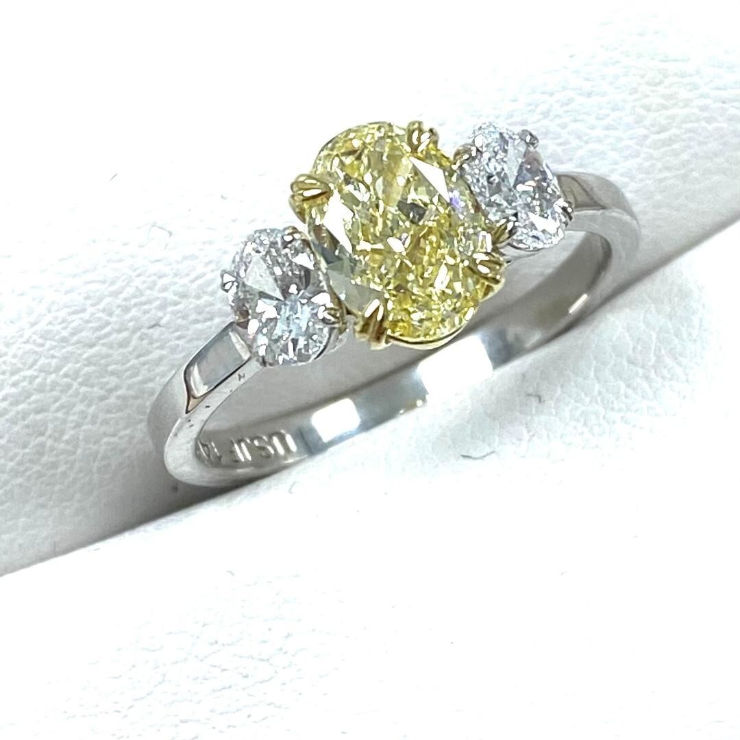 3 Stone 1.22 Ct IGI Yellow Oval Lab Grown Diamond Engagement Ring 14k 1.74 Ctw Item image 7