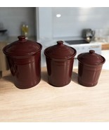Set Of 3 Fiesta Ware Canister Cinnabar Retired EUC Ceramic Burgundy Fies... - $9,405.71 MXN