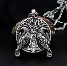 Norse Viking Ravens Tree Of Life Amulet Necklace - £10.66 GBP