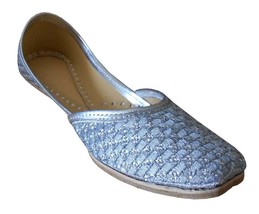 Women Shoes Jutti Indian Handmade Sliver Bridal Leather Flip-Flops Flat ... - $44.99