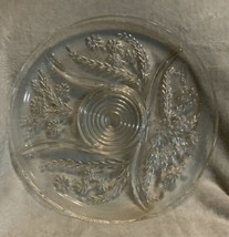 Vintage Large Round Divided Pressed Clear Glass Relish Serving Platter Plate - £10.50 GBP