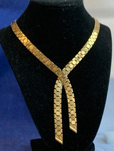 Vtg 1940&#39;s Alfred Philippe Trifari Honeycomb Cravat 18&quot; Necklace Goldtone - £78.41 GBP