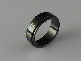 Stainless Steel Black Roman Numeral Spinner Ring - $335.05 MXN