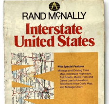 1983 Vintage Rand McNally US Interstate Highways Map Area Codes &amp; Mileag... - $19.95