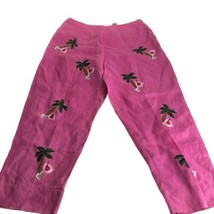 coj Laing pink linen embroidered martini cruise travel crop pants Size 10 - £14.12 GBP