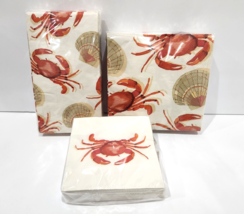 Punch Studio Coastal Sealife Crab Luncheon Cocktail Guest Paper Napkins - £29.58 GBP