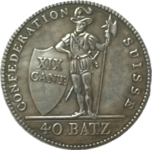 1812 Kanton Waadt 40 Batz - Schweizerische Eidgenossenschaft Kantonale E... - $18.55 CAD