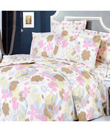 [Pink Brown Flowers] 4PC Duvet Cover Combo(Queen Size) - £68.10 GBP
