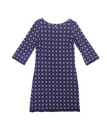 Tommy Hilfiger Women&#39;s 4 Geometric Navy A-Line Dress 3/4 Sleeve Preppy C... - $24.19