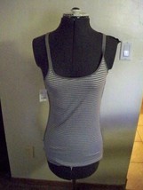 WOMENS/JRS CHECK AND STRIPE C&amp;S TANK TOP GRAY/WHITE HORIZONTAL STRIPES N... - $9.99