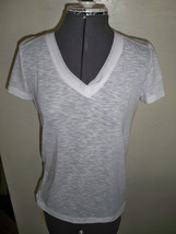 WOMENS GIRLS NOLLIE V-NECK BASIC TEE T SHIRT SEE-THROUGH SHEAR WHITE NEW... - $12.99