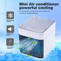 USB Desk Mini Fan Portable Air Cooler Fan Air Conditioner Light Desktop Air Cool - £33.99 GBP