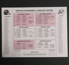 Tampa Bay Buccaneers vs Green Bay Football Media Guide Game Flip Card 12/26/1999 - £11.73 GBP