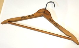 Vintage Wood Hanger Hilton Hotels Statler Hotels Advertising “Around The... - $13.85