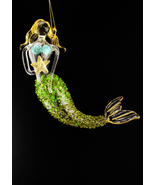 Vintage large green Sequin glass Mermaid ornament - Hand Blown Glass - N... - £51.11 GBP