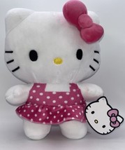 Sanrio Hello Kitty Plush Toy 12&quot; Pink And White Polka Dot Dress -Rare 2023 - £21.57 GBP