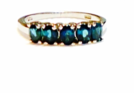 Rare Blue Indicolite Oval 5-Stone Band Ring, Platinum / Silver, Size 6, 0.90(TCW - £68.15 GBP