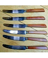 Lot of 6 Westall Richardson Sheffield Stainless Steel Wood Handled Dinne... - $50.47 CAD