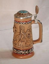 Ceramarte Lidded Stein Mug Indians of The American Frontier 1988 Avon 249311 - $39.59