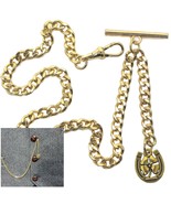 Albert Chain Gold Color Pocket Watch Chain Four Leaf Clover Fob Swivel C... - £12.96 GBP