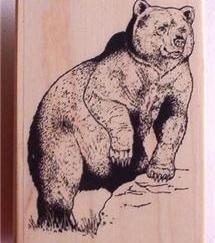 NEW MOUNTED RUBBER ART STAMP-BROWN BEAR - $7.23