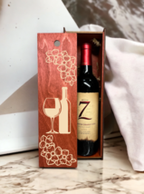 Engraved Wood Wine Box Bottle Glass Flowers Home Décor Gift Birthday Chr... - $649.56 MXN