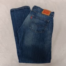 Levis 501 Blue Jeans 34x34 Straight Leg Medium Wash Button Fly-Extra But... - $32.95