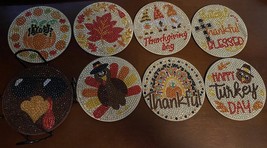 Thanksgiving coasters Diamond Art handmade with holder - $186.74 MXN