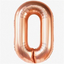 Rose Gold Jumbo 0 Number Balloons - 40 Inch Giant Mylar Zero Balloon for Rose Go - £19.10 GBP