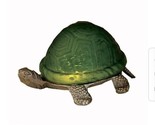 Vintage Turtle Green Glass Shell Table Lamp Night Light Tiffany Bronze New - $46.40