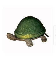 Vintage Turtle Green Glass Shell Table Lamp Night Light Tiffany Bronze New - £37.21 GBP