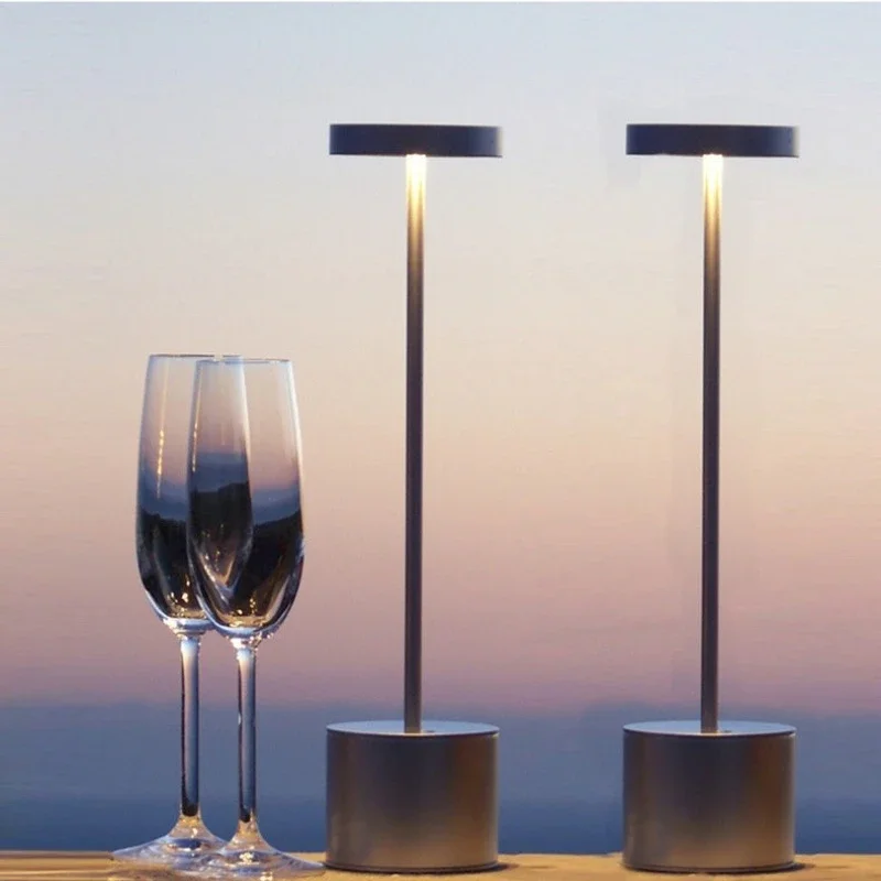 Portable Modern Aluminium Led Dimmable Restaurant Cordless Table Lamp With Usb - £28.19 GBP