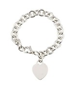 Tiffany &amp; Co. Sterling Silver Blank Heart Tag Charm Bracelet 7.25&quot; - $6,699.36 MXN