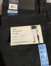 Lucky Brand Men&#39;s 412 Athletic Slim Black 32 x 34 Two Way Stretch - £24.07 GBP