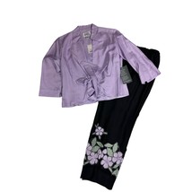 Vintage 80s 90s Yves Cossette Depeche Mode Silk Pant Set Lavender Blouse... - $173.20
