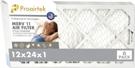 Proairtek AF12241M11SWH Model MERV11 12x24x1 Air Filters (Pack of 6) - $34.99