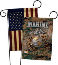 US Marine Veteran - Impressions Decorative USA Vintage Applique Garden Flags Pac - £27.79 GBP
