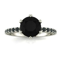 6.5mm Onyx Solitaire Ring Labor Erstellt Schwarz Diamant Hochzeit Sterlingsilber - £39.11 GBP