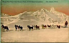 1st Place John Johnson Dog Sled Team All Alaska Sweepstakes Albertype Postcard - $32.03